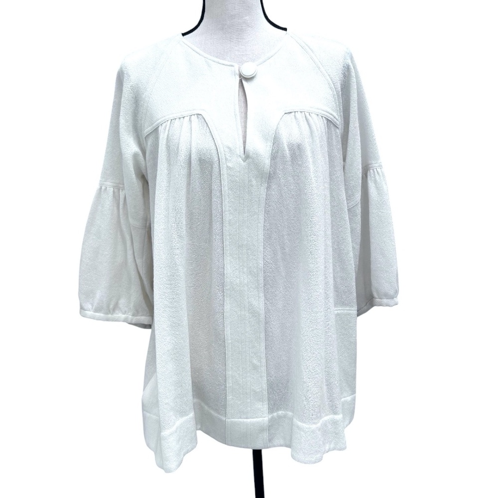 GRAHAM & SPENCER CREAM WOOL KEYHOLE FRONT LOOSE FIT SWING TOP